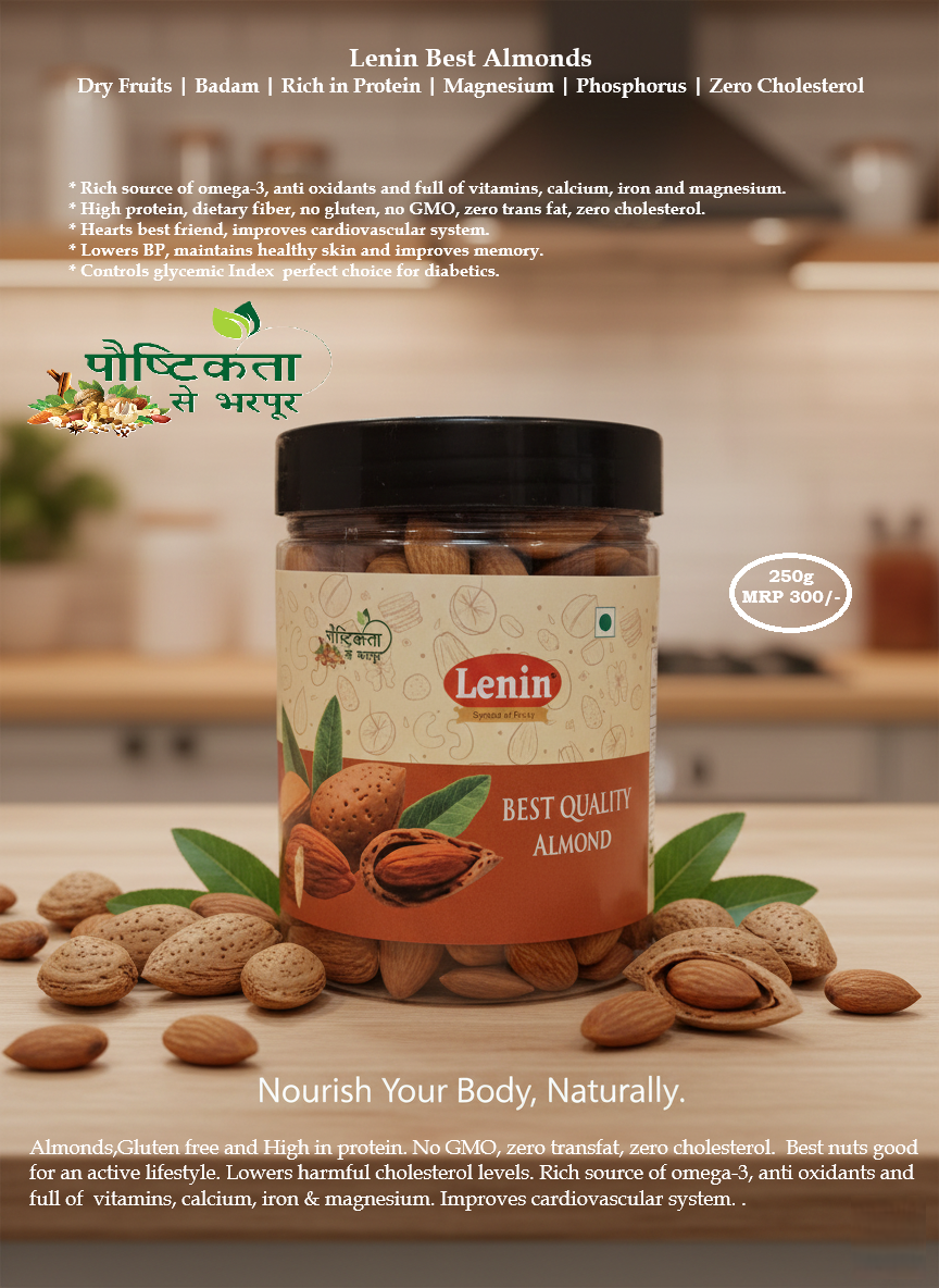 Almonds 200g | Dry Fruits | Badam | Rich in Protein | Magnesium | Phosphorus | Zero Cholesterol